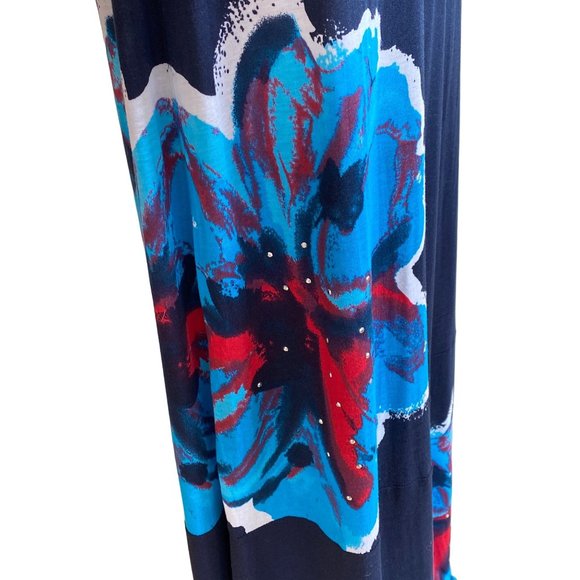 INC International Concepts Maxi Dress Spaghetti Straps Blue Beaded Medium - Picture 8 of 14